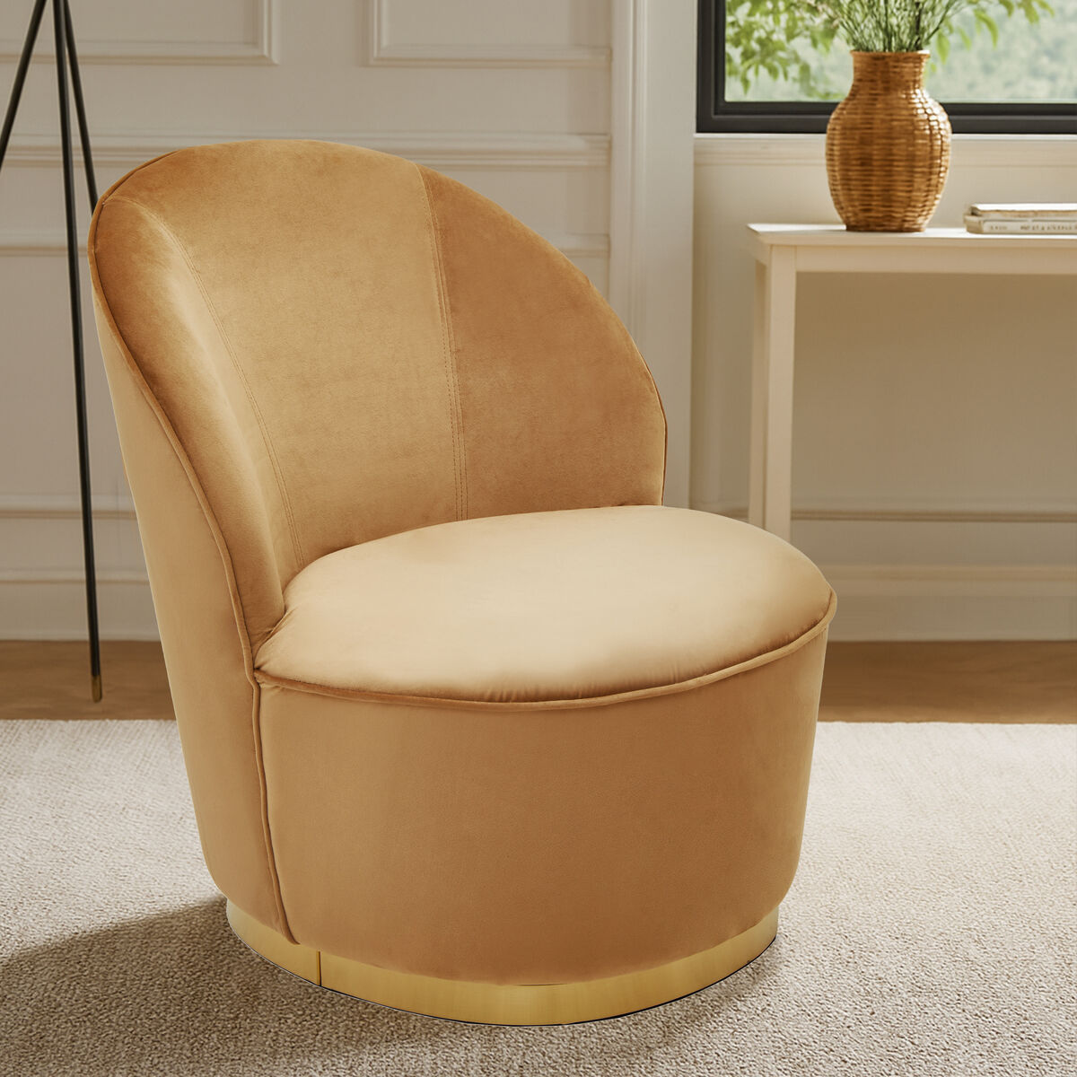 Tamra Beige Velvet Tub Chair