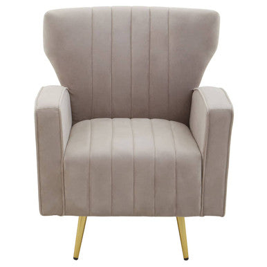 Hayley Mink Velvet Armchair with Gold Finish Legs