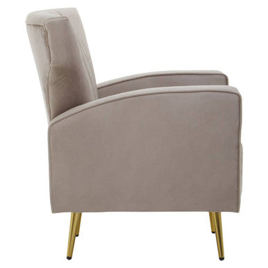 Hayley Mink Velvet Armchair with Gold Finish Legs