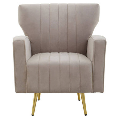Hayley Mink Velvet Armchair with Gold Finish Legs