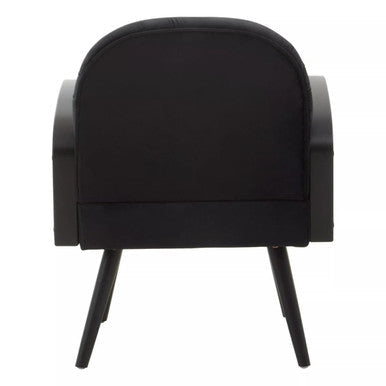 Hala Black Velvet and Rattan Armchair