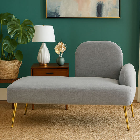 Heather Grey Linen Effect Right Hand Chaise Longue