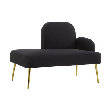 Heather Black Linen Effect Right Hand Chaise Longue