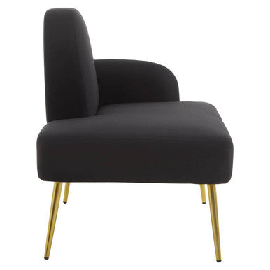 Heather Black Linen Effect Right Hand Chaise Longue