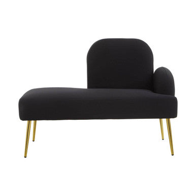 Heather Black Linen Effect Right Hand Chaise Longue