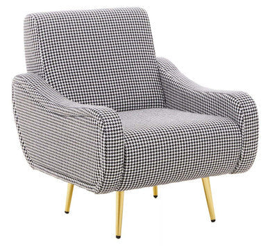 Holli Black and White Houndstooth Armchair