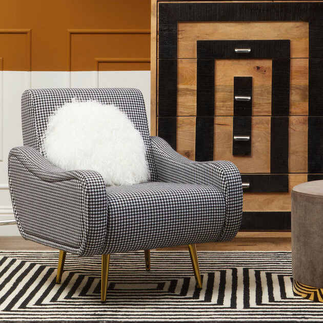 Holli Black and White Houndstooth Armchair