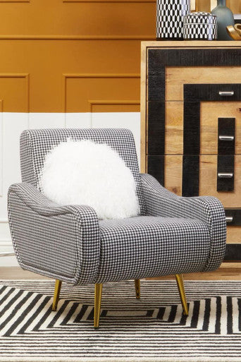 Holli Black and White Houndstooth Armchair