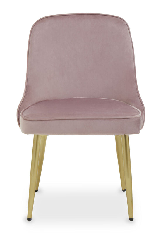 Pink Velvet Dining Chair with Brushed Gold Finish Legs