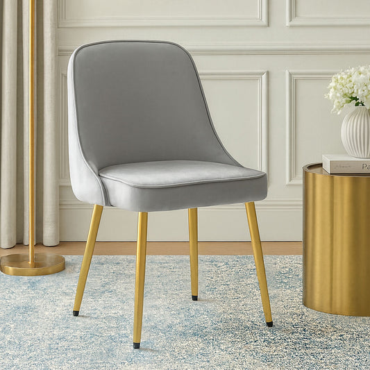 Demi Grey Velvet Dining Chair with Brushed Gold Finish Legs