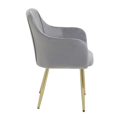 Grey Velvet Dining Chair with Brushed Gold Legs