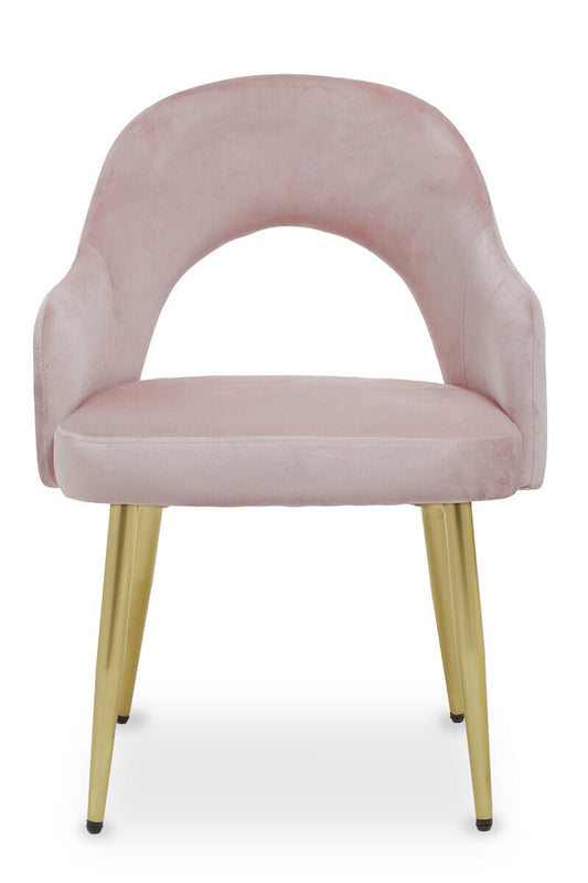 Dani Dusky Pink Velvet Dining Chair with Brushed Gold Finish Legs