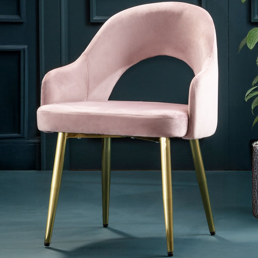Dani Dusky Pink Velvet Dining Chair with Brushed Gold Finish Legs