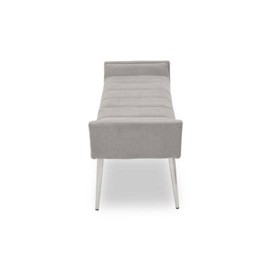 Gilden Grey Fabric Bench with Brushed Silver Finish Legs
