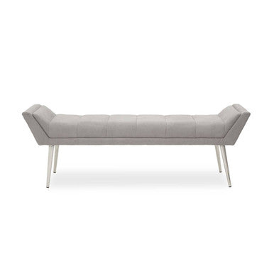 Gilden Grey Fabric Bench with Brushed Silver Finish Legs