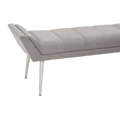 Gilden Grey Fabric Bench with Brushed Silver Finish Legs
