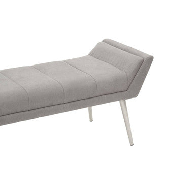 Gilden Grey Fabric Bench with Brushed Silver Finish Legs