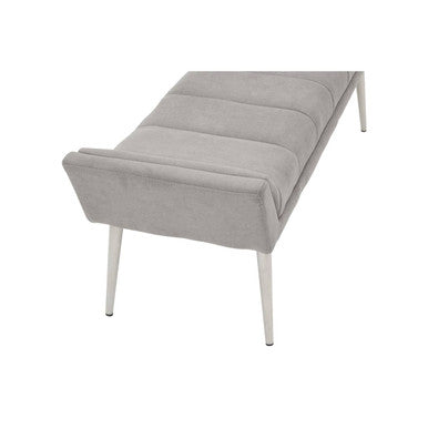 Gilden Grey Fabric Bench with Brushed Silver Finish Legs