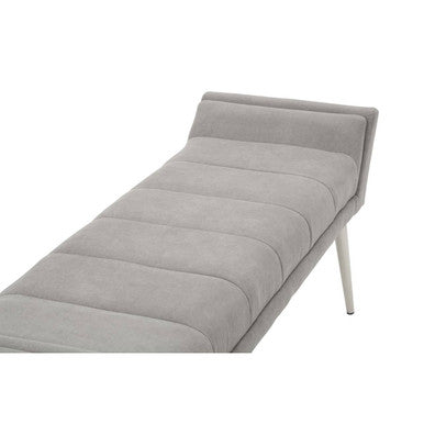 Gilden Grey Fabric Bench with Brushed Silver Finish Legs