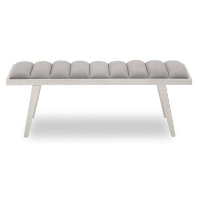Gilden Grey Velvet Bench with Brushed Silver Finish Legs