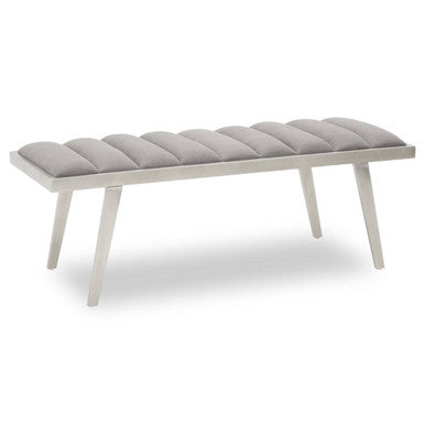 Gilden Grey Velvet Bench with Brushed Silver Finish Legs