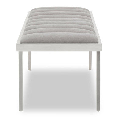 Gilden Grey Velvet Bench with Brushed Silver Finish Legs