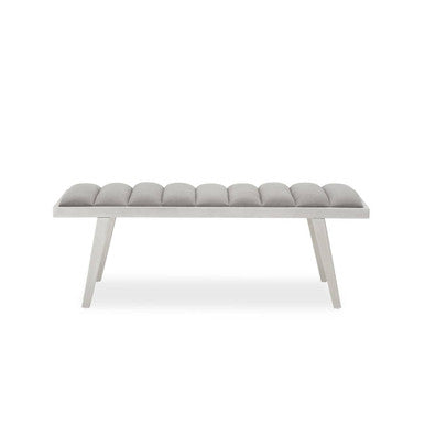Gilden Grey Velvet Bench with Brushed Silver Finish Legs
