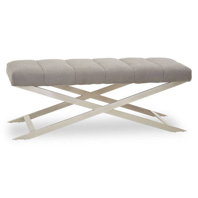 Gilden Grey Fabric Bench with Cross Base