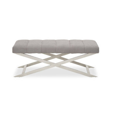 Gilden Grey Fabric Bench with Cross Base