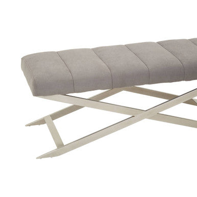 Gilden Grey Fabric Bench with Cross Base