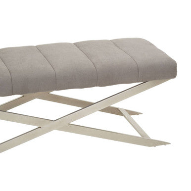Gilden Grey Fabric Bench with Cross Base