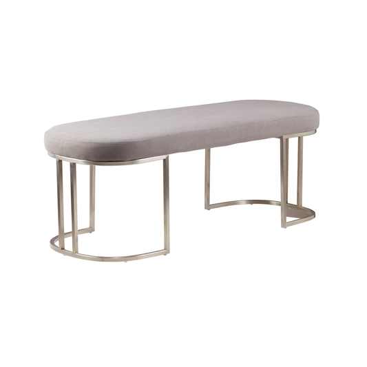 Gilden Grey Fabric Bench with Curved Base