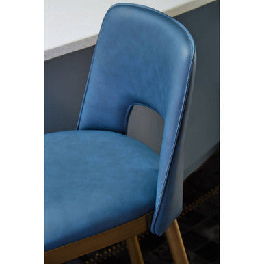 Gilden Blue Leather Effect Bar Chair