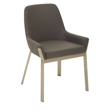 Grey Leather Effect Dining Chair
