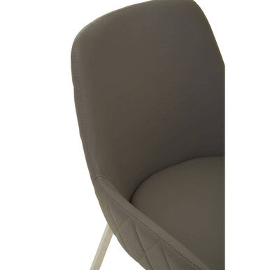 Grey Leather Effect Dining Chair