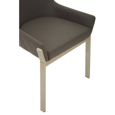 Grey Leather Effect Dining Chair