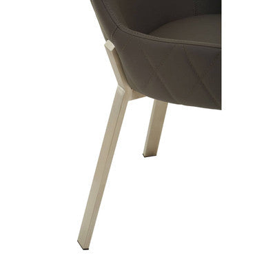 Grey Leather Effect Dining Chair