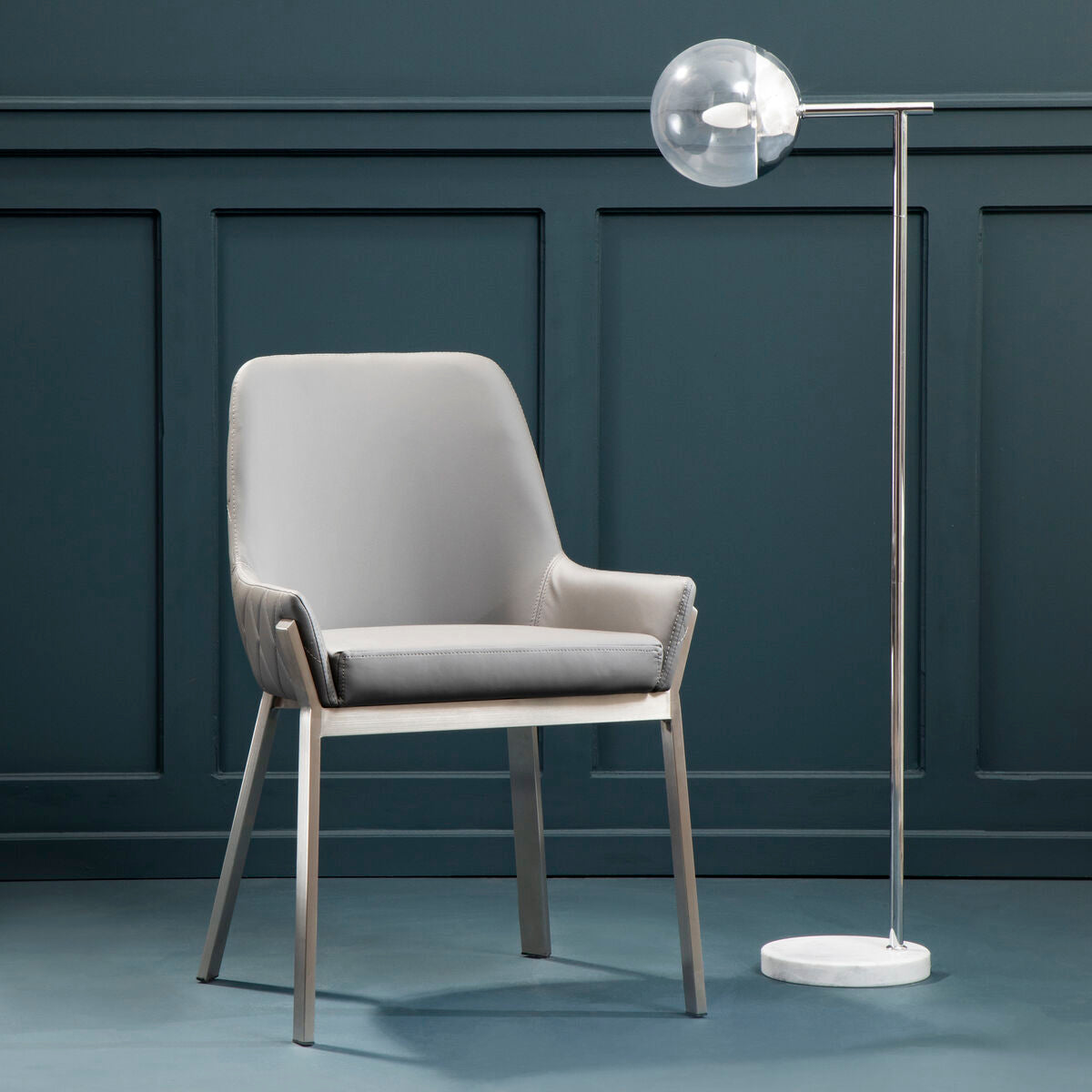 Grey Leather Effect Dining Chair