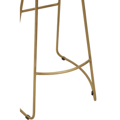 Nandri Natural Acacia Wood and Antique Brass Finish Bar Stool