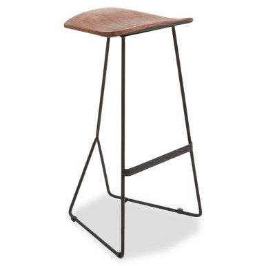 Nandri Acacia Wood Bar Stool with Black Finish Base