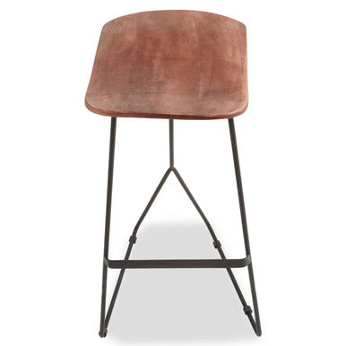 Nandri Acacia Wood Bar Stool with Black Finish Base