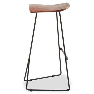 Nandri Acacia Wood Bar Stool with Black Finish Base