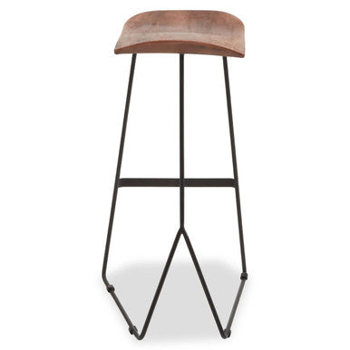 Nandri Acacia Wood Bar Stool with Black Finish Base