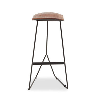 Nandri Acacia Wood Bar Stool with Black Finish Base