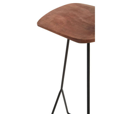 Nandri Acacia Wood Bar Stool with Black Finish Base