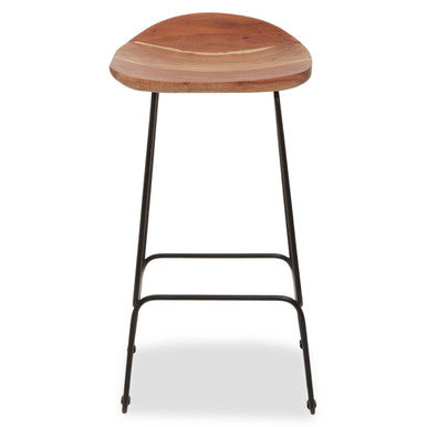Nandri Acacia Wood Bar Stool with Black Finish Legs