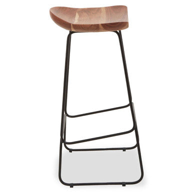 Nandri Acacia Wood Bar Stool with Black Finish Legs
