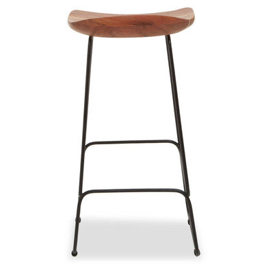 Nandri Acacia Wood Bar Stool with Black Finish Legs