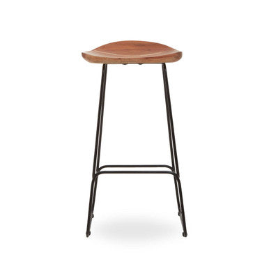 Nandri Acacia Wood Bar Stool with Black Finish Legs
