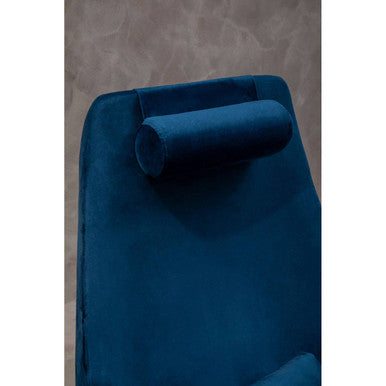 Kalo Navy Velvet Swivel Lounge Chair with Headrest